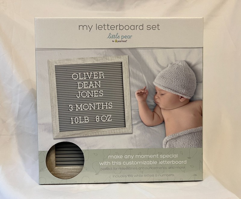 NEW Little Pear 10" x 10" Letterboard Set, Includes 188 Letters& Numbers, Gray