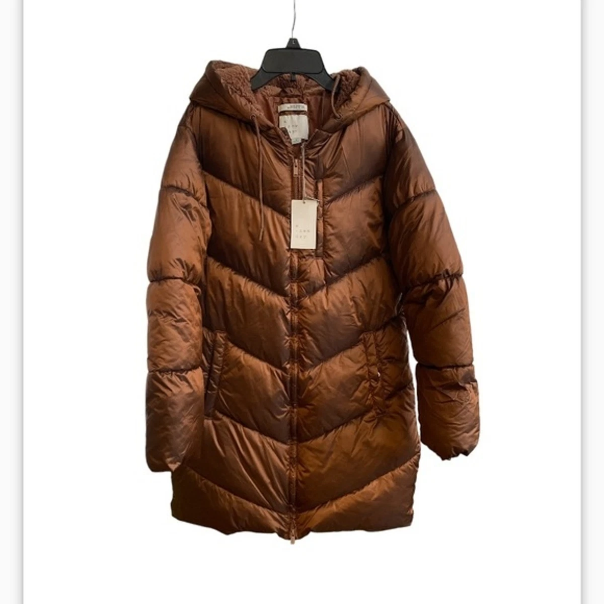 Rust puffer cheap coat