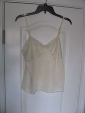 Deena Cami Top Cream Lace Trim Lingerie Sleepwear Adjustable Strap Size 34 USA