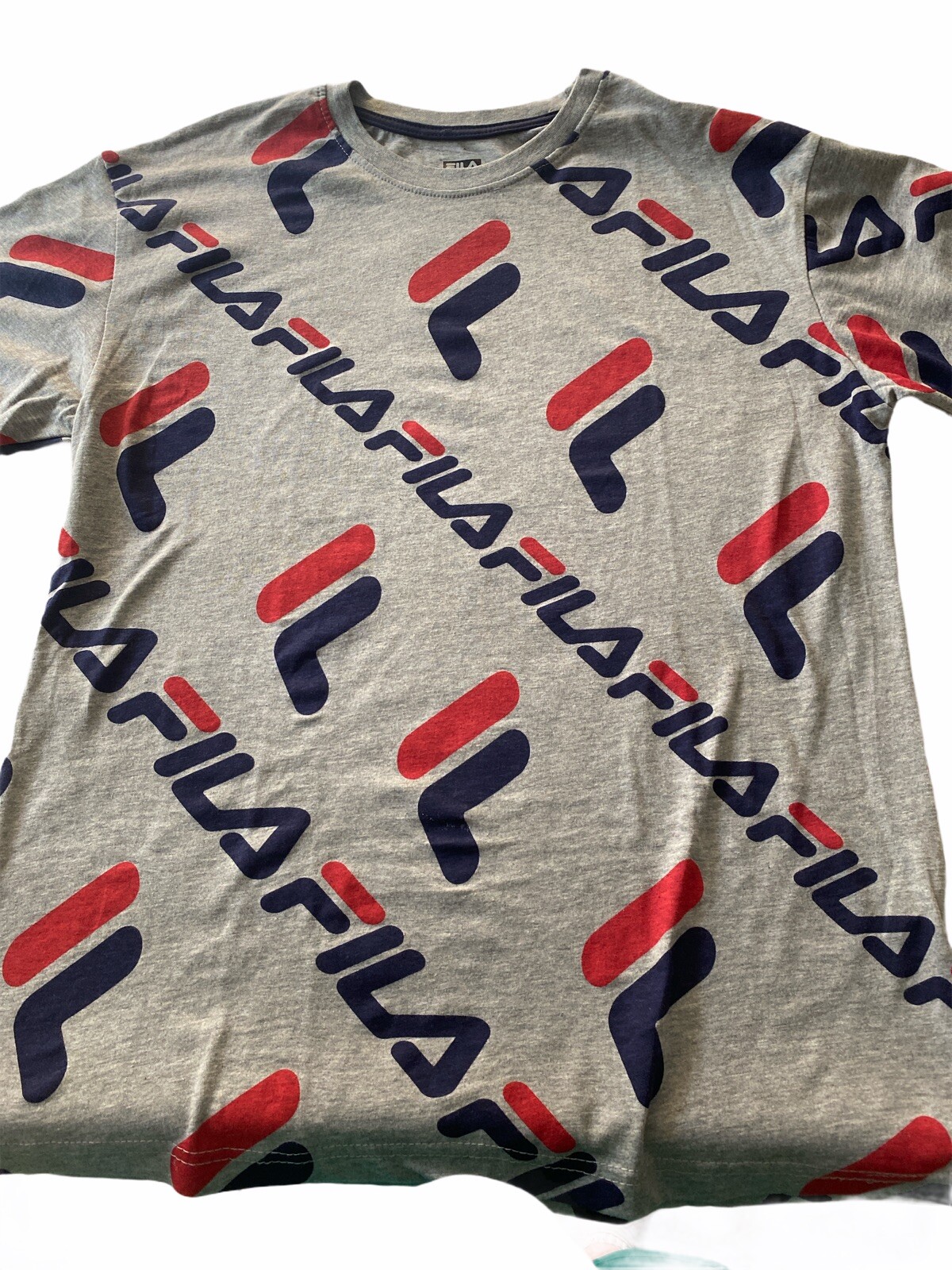Preowned Vintage FILA Logo All Over Sports T Shirt Size Medium B1