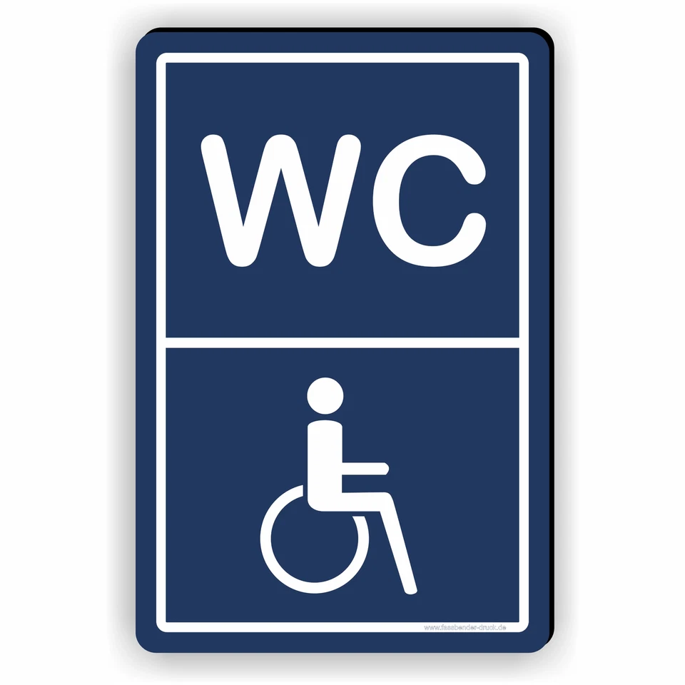 FASSBENDER-DRUCK SCHILDER Behinderten WC Schild Rollstuhlfahrer Toilette Barrierefreies Klo Aufkleber D6