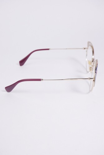 Miu Miu MU 50RV Eyeglasses Pale Gold Butterfly Frame Demo Lens 140 Semi Rimless - Picture 4 of 12