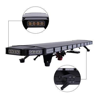 47 LED Emergency Strobe Light Bar Tow Truck Warn Beacon Response Amber/White