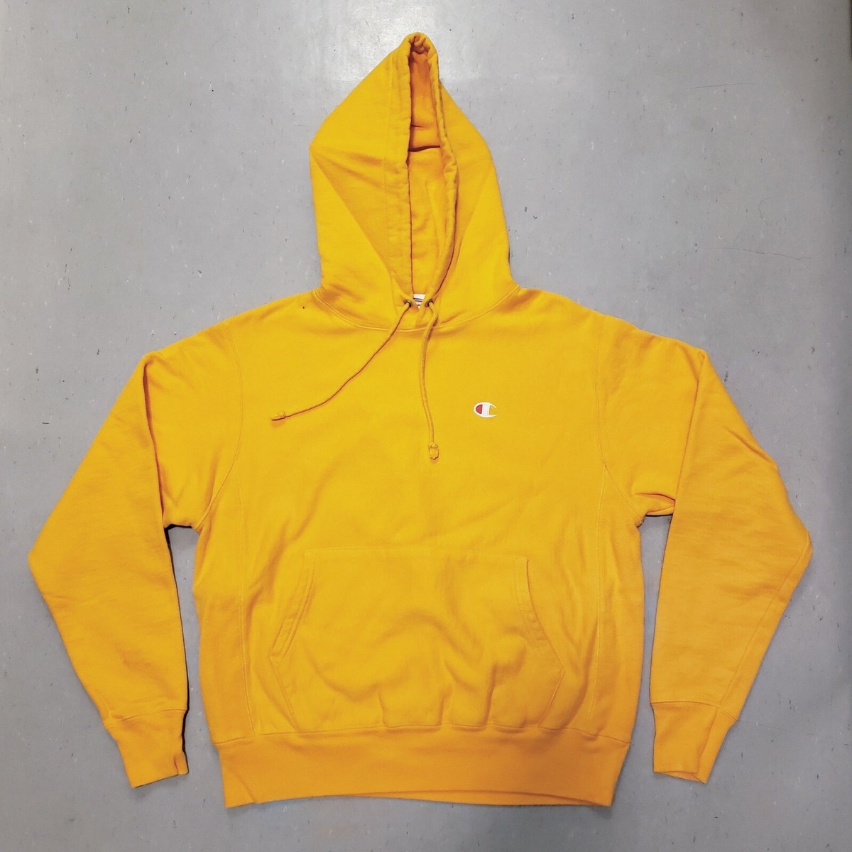 Vtg Champion Reverse Weave Sweatshirt Hoodie Gold Yellow Athletic