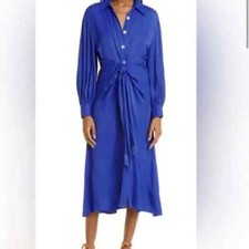 Farm Rio Anthropologie    Button Up Maxi Dress Blue  S