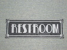 Restroom Sign Wood Art Deco Style Silver and Black Bathroom Signs