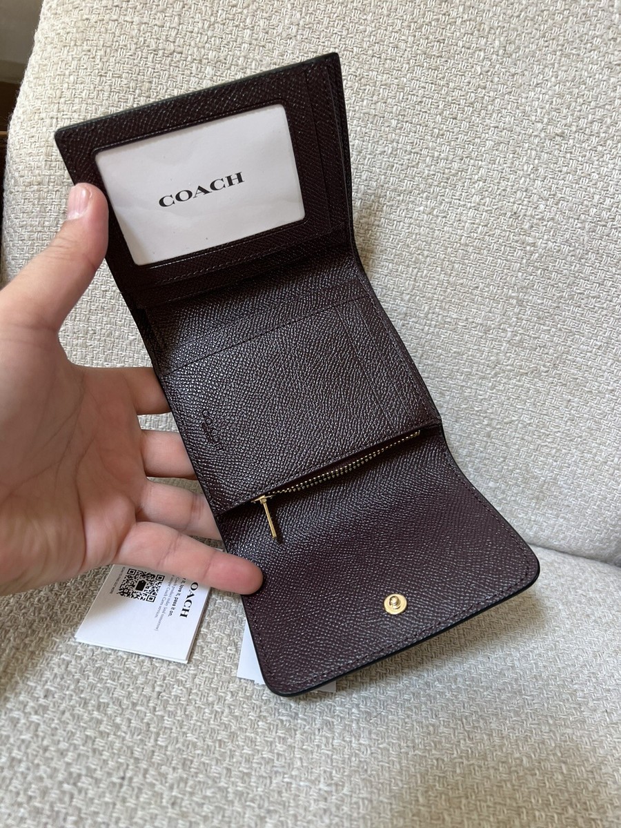 NWT Coach Small Trifold Leather Wallet Black CF427 ORIGINAL