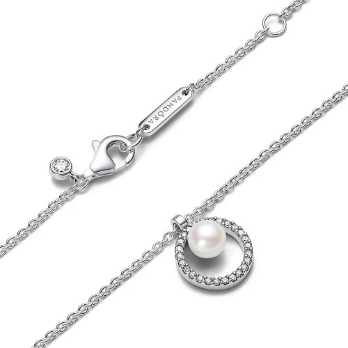 Pandora Behandelte Süßwasserzuchtperle & Pavé Collier-Halskette 393165C01-45 - Bild 3 von 3