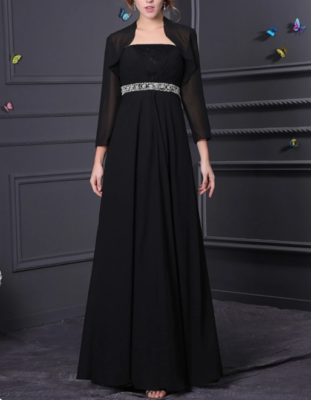 Chiffon Evening Dresses With Detachable Jacket Black Mother Of The Bride Dress | eBay Chiffon Evening Dresses With Detachable Jacket Black Mother Of The Bride Dress | eBay