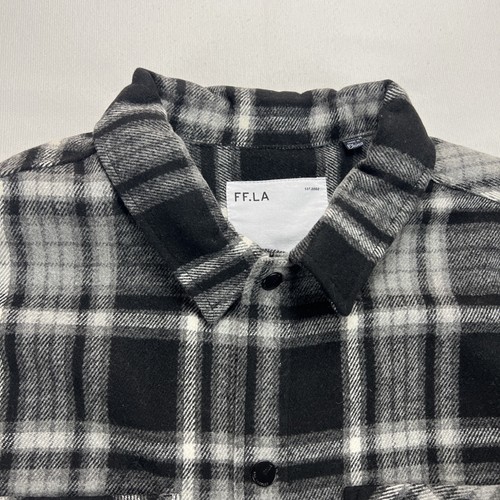 Five Four Los Angeles FFLA Flannel Shirt Shacket Mens XL Button Down Plaid Black - Picture 3 of 13