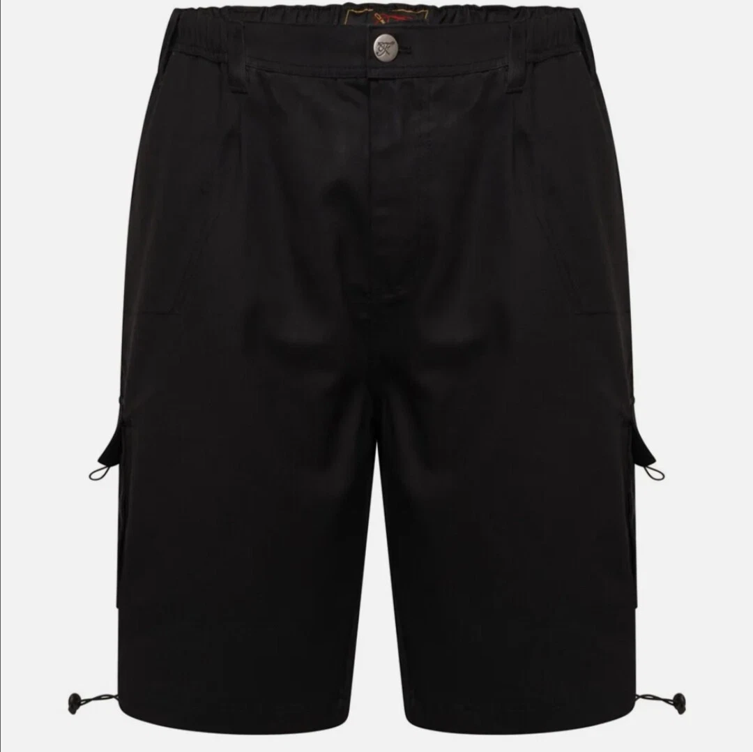 BIG MENS FORGE STRETCH BLACK CARGO SHORTS FBS352 2XL to 8XL