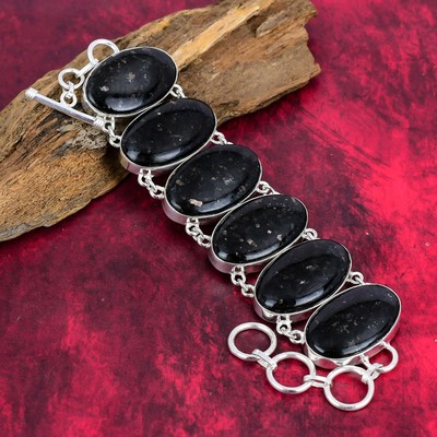 Glamorous Nummite Gemstone Handmade Jewelry 925 Solid Silver Bracelet For Women