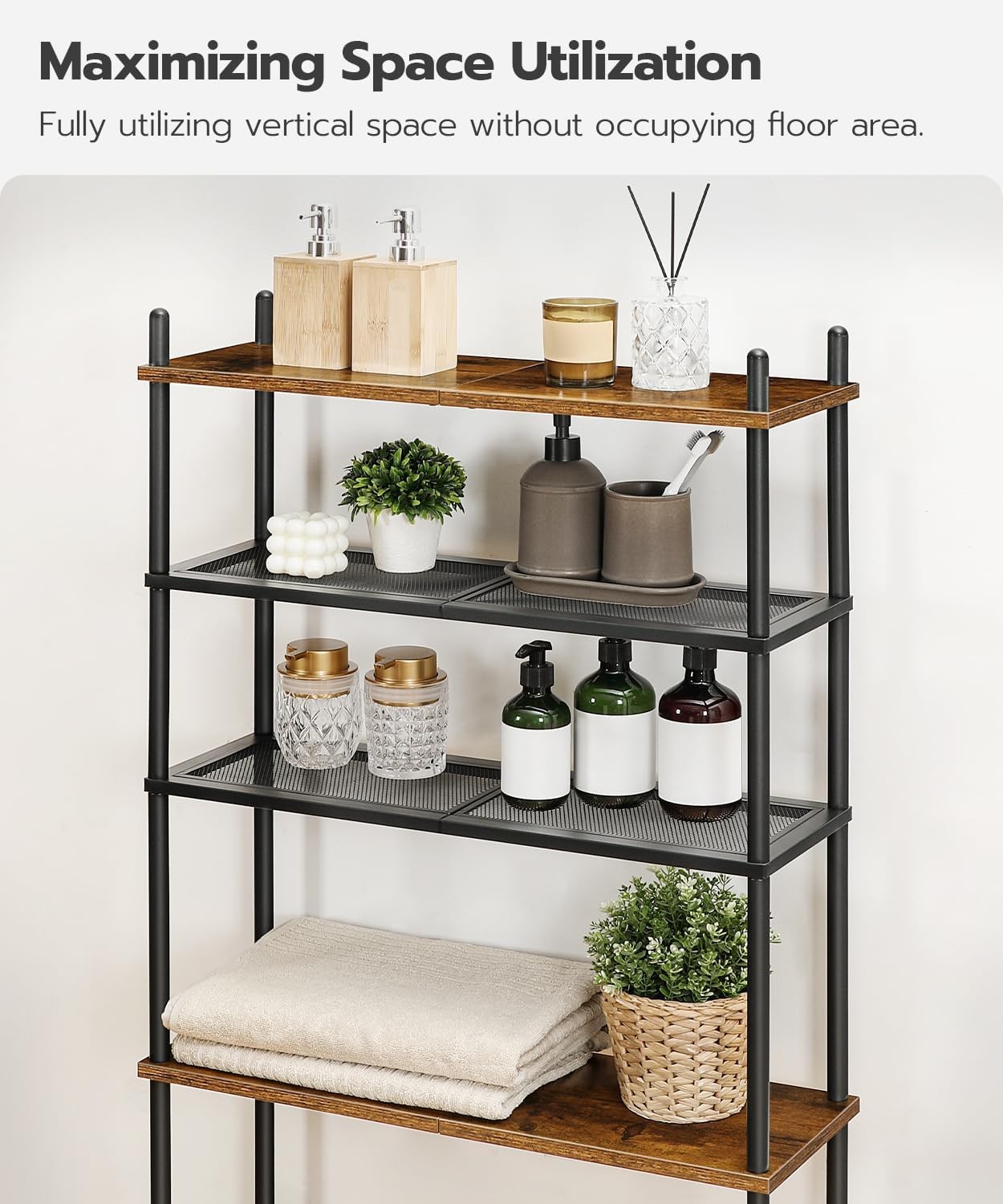 HOOBRO Over The Toilet Storage 4Tier Over Toilet Bathroom Organizer Space Saving