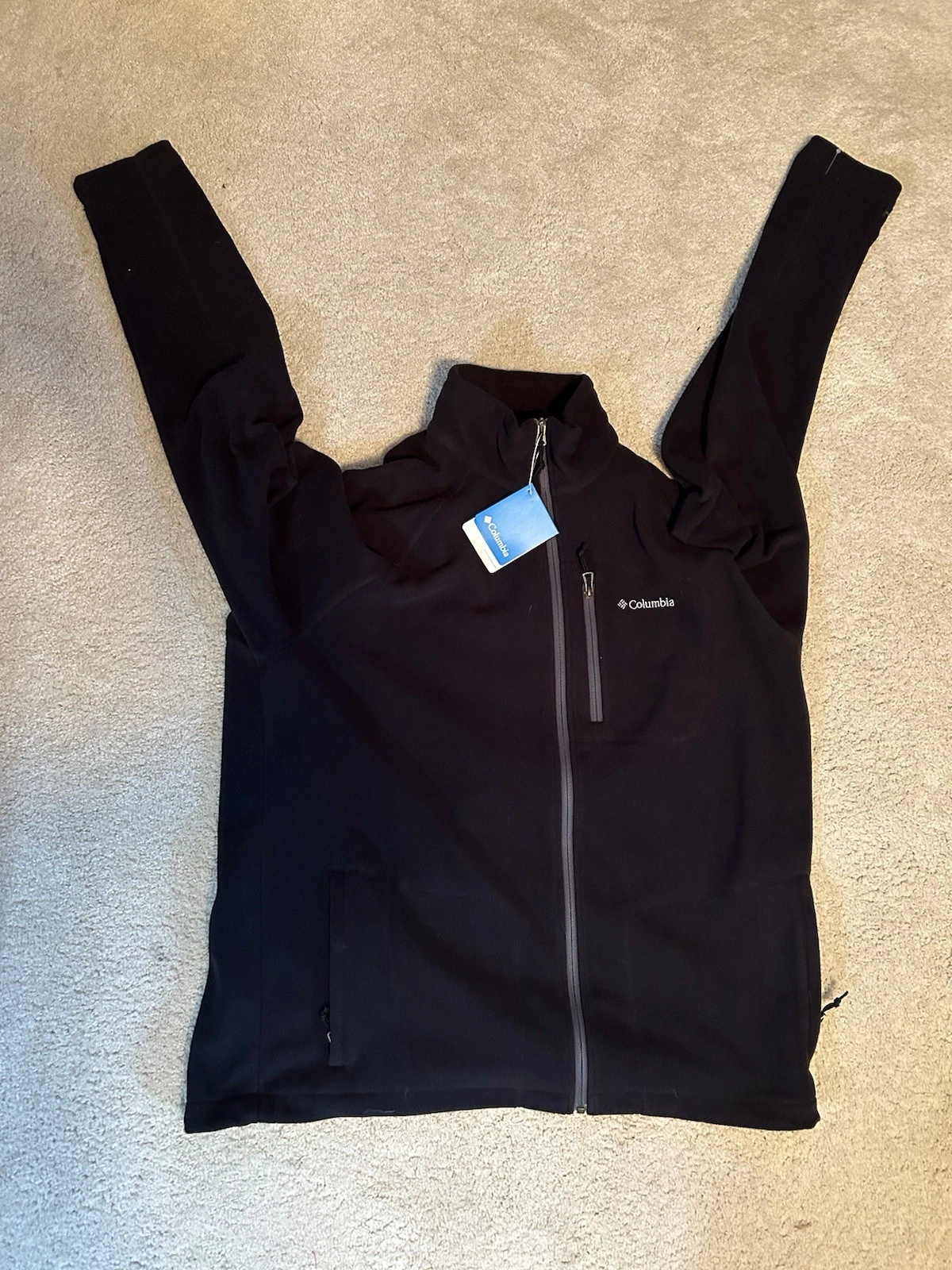 Columbia Mens Full Zip Fleece Jacket Black Outdoor Lightweight XL Outdoors