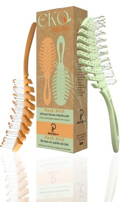 2-Pack Eco Friendly Straw Hairbrush, Flexible Soft Pin Bristles, Detangling