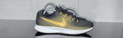Nike Air Zoom Pegasus 34 Womens Athletic Running Shoes Size 8 Black Gold