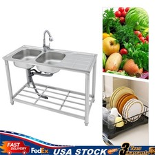 Commercial Restaurant Sink Utility Sink Double Bowl Sink Stainless Steel Faucet
