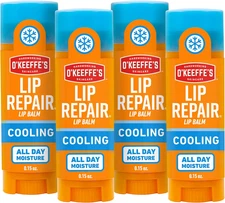 Lip Repair Lip Balm with Cooling Relief for Dry, Cracked Lips - Stick (4 Pack) -