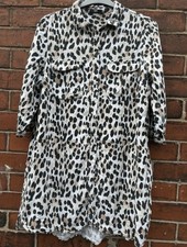 Capsule Leopard Print Button Front & Pockets Tunic Dress Size 18