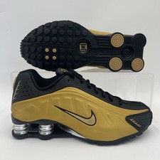 Wmns Size 8 Nike Shox R4 Black Metallic Gold Casual Sneaker AR3565 005