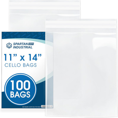 11'' X 14'' Self-Sealing Cellophane Bags (100 Count) Clear Poly Packaging for Clot