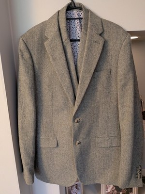 Moss Bros Herren Salbeigrün Fischgrät Slim Fit Blazer und Weste 40 L Neu mit Etikett NEU