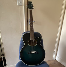 Carlos 6-String Right-Handed Cutaway Dreadnought Acoustic Guitar Blue Burst