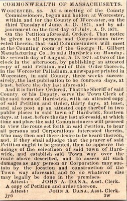 Commonwealth of Massachusetts John A. Dana 1871 Worcester MA Clipping TAJ8-S64