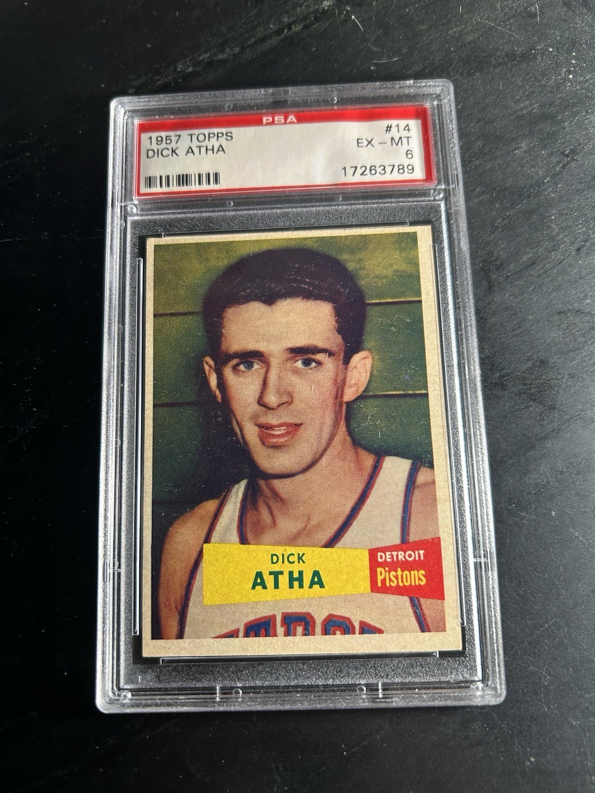 1957 Topps #14 Dick Atha PSA 6 Detroit Pistons