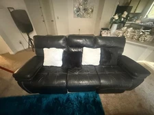 Living Room Set with Sofa, Loveseat, and Armchair 3-Piece, Black/White