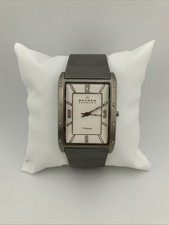 SKAGEN Men 31mm Watch Silver Tone TITANIUM Tank Dial Mesh Band 338LTTW -RUNS