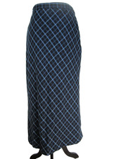 Vintage Sag Harbor Blue Plaid Midi Maxi Skirt Academia Size 8 Tartan Straight