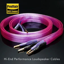 HiFi OCC Silver Plated Speaker Cable Flat Single Wire Gold-plated Banana Plug