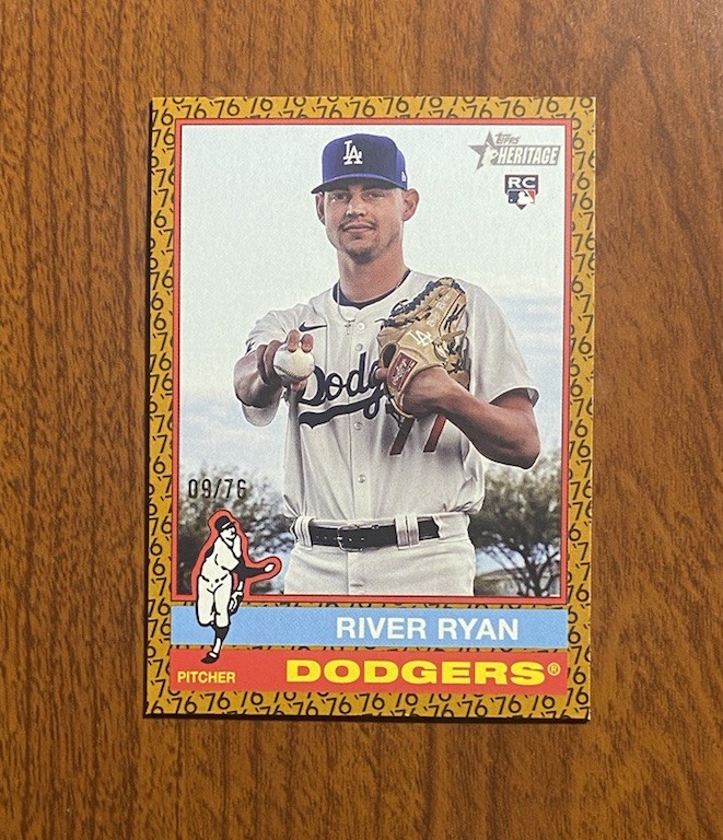 2025 Topps Heritage #45 River Ryan 1976 Color Border Rookie /76 Dodgers RC