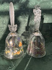 VTG Avon Bell Butterfly Floral 1990 & Floral Fantasy 24% Full Lead Crystal Bells