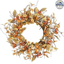 Fall Wreath 20 in Rose Leaves Eucalyptus Berry Decor for Front Door