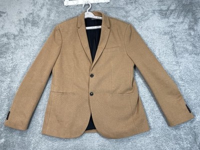 Zara Essentials Blazer Mens XL Brown Textured Two Button Unstructured Casual