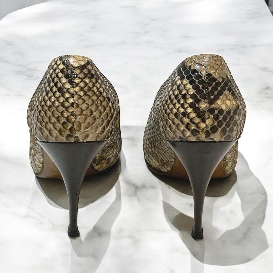 Authentic CHANEL Python Pattern Leather Pumps Hee… - image 2