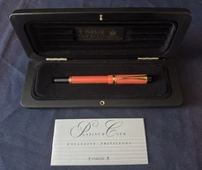 Parker Duofold circa 1990s Big Red Orange and gold Rollerball Maple Box