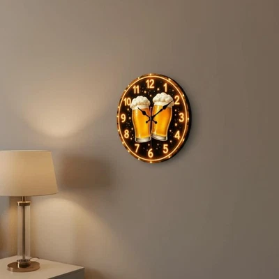 Beer Mug Wall Clock Silent Movement Beer Themed Clock Non-Ticking for Pub, Men - Image 1 of 4