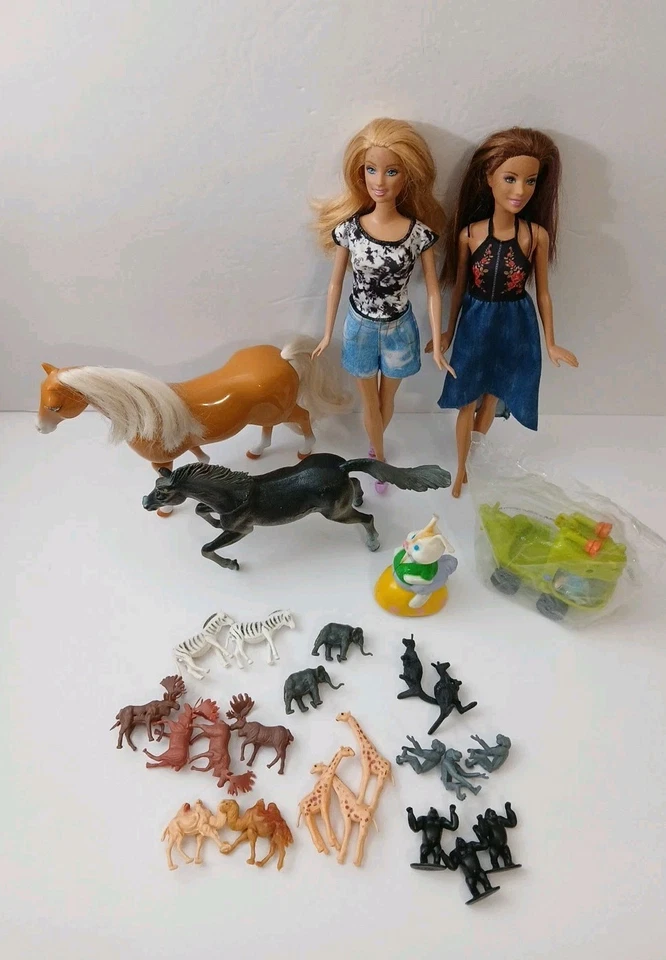 Lote de brinquedos antigos Rugrats Barbies Caminhando Cavalo Breyer Safari Animais Coelho Atrito - Imagem 2 de 4