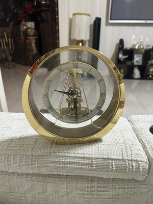 1990 Contemporary Seiko Skeleton Clock Gold