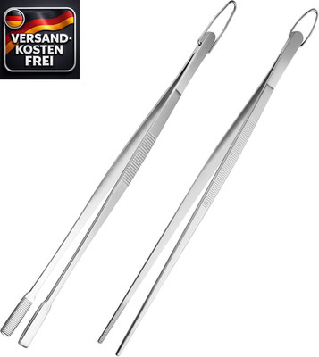 Küchenpinzette lebensmittelecht 30cm Edelstahl Grill- und Kochpinzetten 2 Stück
