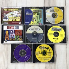 VTG Lot 8 Print Shop Clip Art Fonts Desktop Publishing Software Windows CD-Rom