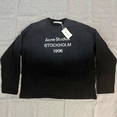 Acne Studios Men s Black Crew Neck Long Sleeve Graphic Logo T-Shirt