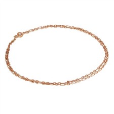 Rose Gold Plated Sterling Silver 2mm Curb Rounded Figaro Double Anklet 10 Inches