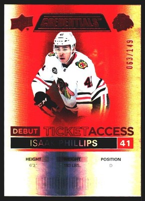 2021-22 Upper Deck Credentials #80 Isaak Phillips Debut Ticket Orange #/149