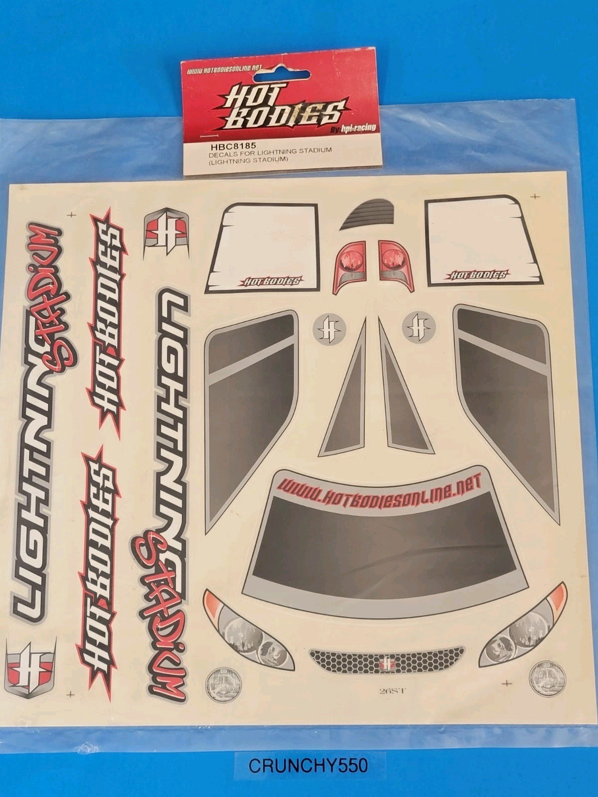 Vintage HPI Hot Bodies Lightning Stadium Truck Decal Sticker Sheet RC HBC8185