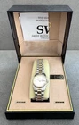 Vtg SEIKO Women's WATCH White Dial 2-TONE Day Date Round UNUSED in BOX 7N83-0041