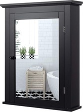 Stylish Black Wall-Mounted Bathroom Cabinet with Mirror Adjustable Shelf
